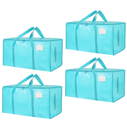 Moving Bags Extra Large 8 Pack - Heavy Duty Storage Totes with Wrap-Around Handles & Reinforced Zippers - Foldable Moving Box Alternative, Water-Resistant for Dorm, Closet & Under Bed Storage (Clear)