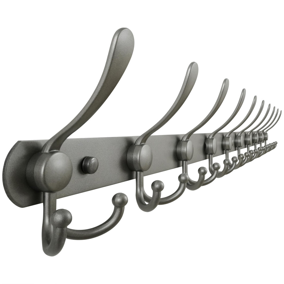 Dseap Coat Rack Wall Mounted - 5 Tri Hooks, Heavy Duty, Stainless Steel, Metal Coat Hook Rail for Coat Hat Towel Purse Robes Mudroom Bathroom Entryway (Black, 2 Packs)
