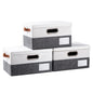 PRANDOM Large Collapsible Storage Bins with Lids [3-Pack] Linen/Cotton Blend Foldable Storage Boxes Organizer Containers Baskets Cube with Cover for Home Bedroom Closet Office Nursery(17.7x11.8x11.8)