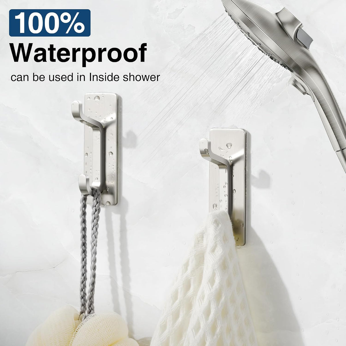 pickpiff 13LB Strong Stick-on Hooks for Coat & Towel, Brush Nickel 12 Pack