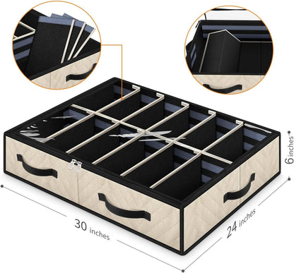 Set of 2, Under Bed Shoe Storage, Beige