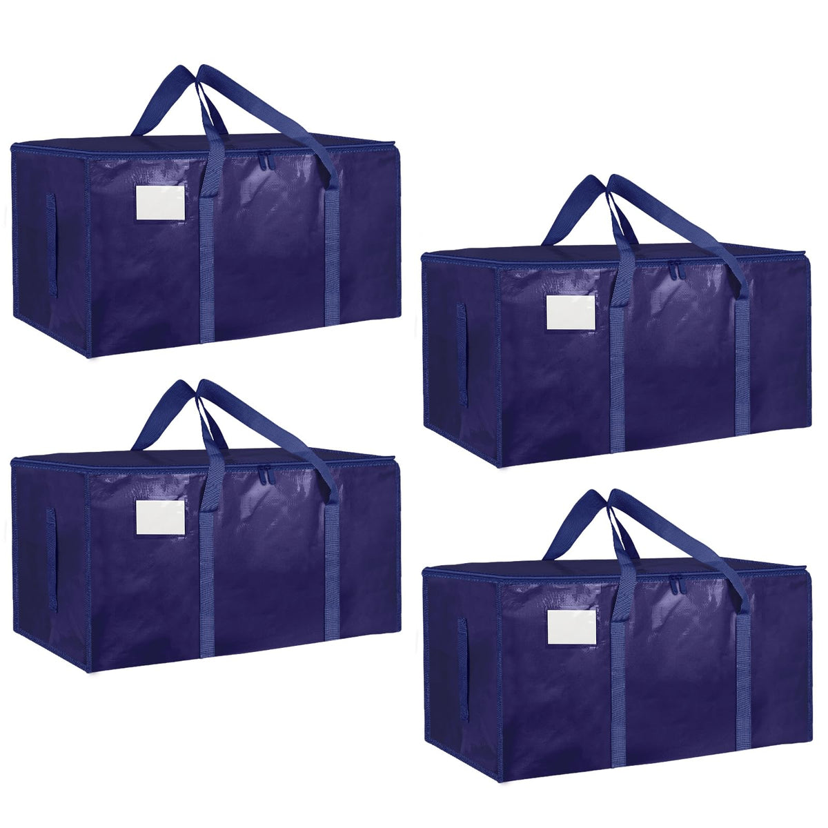 Moving Bags Extra Large 8 Pack - Heavy Duty Storage Totes with Wrap-Around Handles & Reinforced Zippers - Foldable Moving Box Alternative, Water-Resistant for Dorm, Closet & Under Bed Storage (Clear)