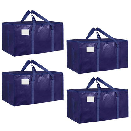 Moving Bags Extra Large 8 Pack - Heavy Duty Storage Totes with Wrap-Around Handles & Reinforced Zippers - Foldable Moving Box Alternative, Water-Resistant for Dorm, Closet & Under Bed Storage (Clear)