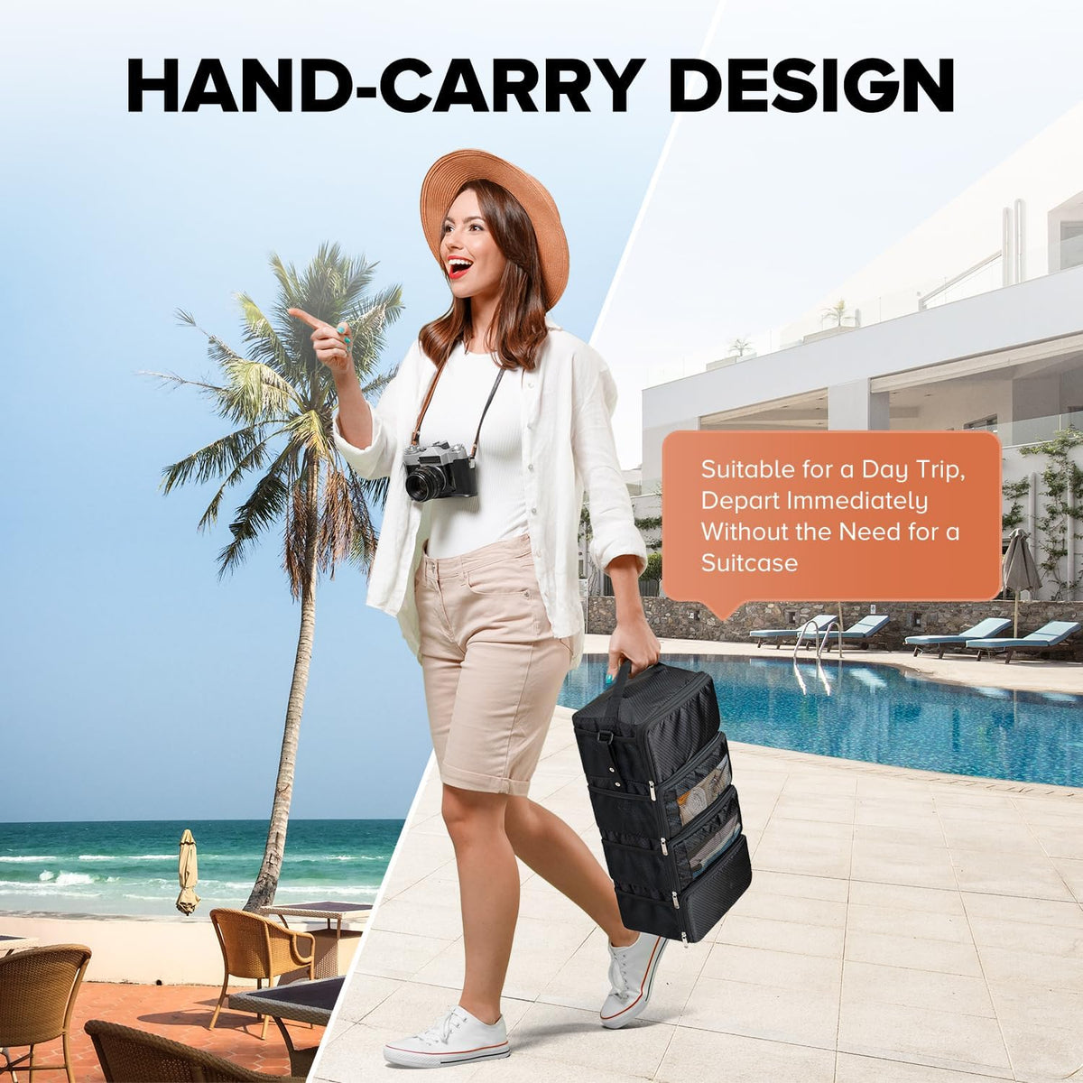 Suitcase Organizer, Hanging Travel Luggage Organizer Shelves Carry On Bag