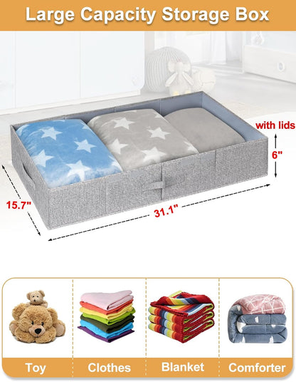 punemi 6 in Tall Under Bed Storage Containers with Lids, 2 Pack, Grey