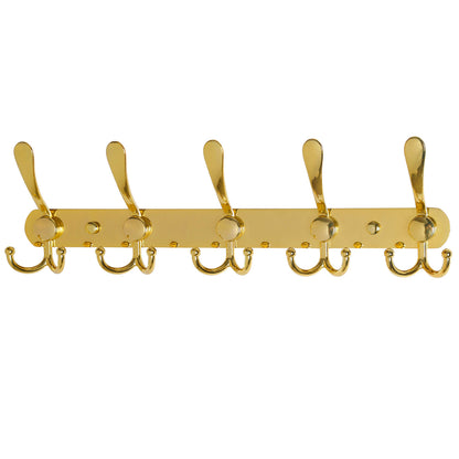 Dseap Coat Rack Wall Mounted - 5 Tri Hooks, Heavy Duty, Stainless Steel, Metal Coat Hook Rail for Coat Hat Towel Purse Robes Mudroom Bathroom Entryway (Black, 2 Packs)