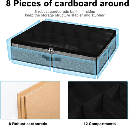 Under Bed Storage Organizer for Closet 2pc-24 Pairs Shoe Boxes