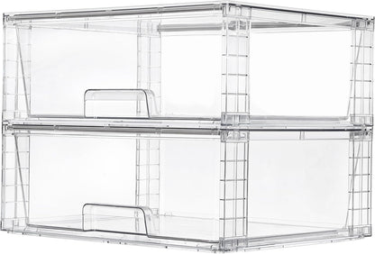 Vtopmart 2 Pack Large Clear Stackable Plastic Storage Drawers for Closet