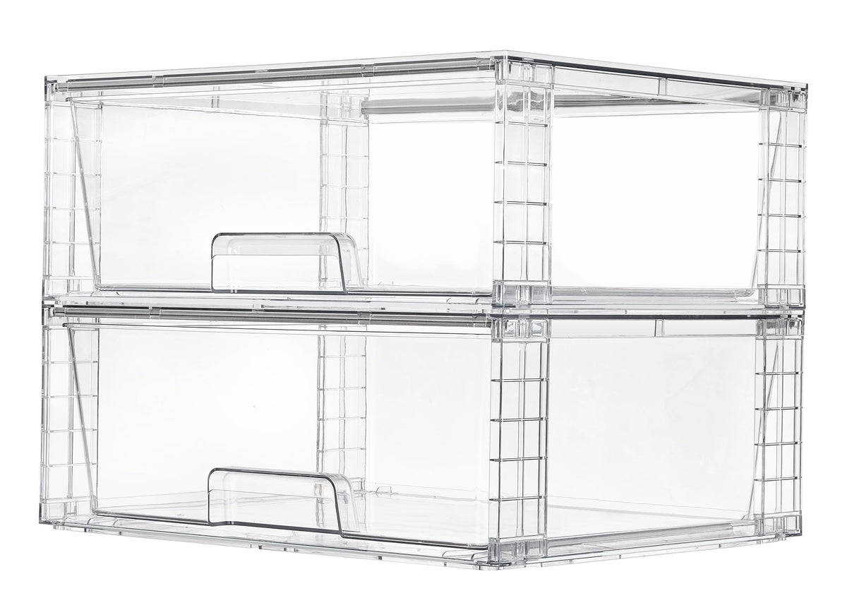 Vtopmart 2 Pack Large Clear Stackable Plastic Storage Drawers for Closet