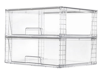 Vtopmart 2 Pack Large Clear Stackable Plastic Storage Drawers for Closet