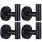 Towel Hooks Bathroom Coat Robe Wall Hook Heavy Duty Door Hanger Towel Robe Clothes Cabinet Closet Sponges Rack for Bathroom Bedroom Kitchen Hotel Pool 4 Packs Black(Drilling Installation)