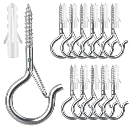 FSAH 36 PCS Q-Hanger Hooks with Safety Buckle, Windproof Screw Hooks