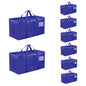 Moving Bags Extra Large 8 Pack - Heavy Duty Storage Totes with Wrap-Around Handles & Reinforced Zippers - Foldable Moving Box Alternative, Water-Resistant for Dorm, Closet & Under Bed Storage (Clear)