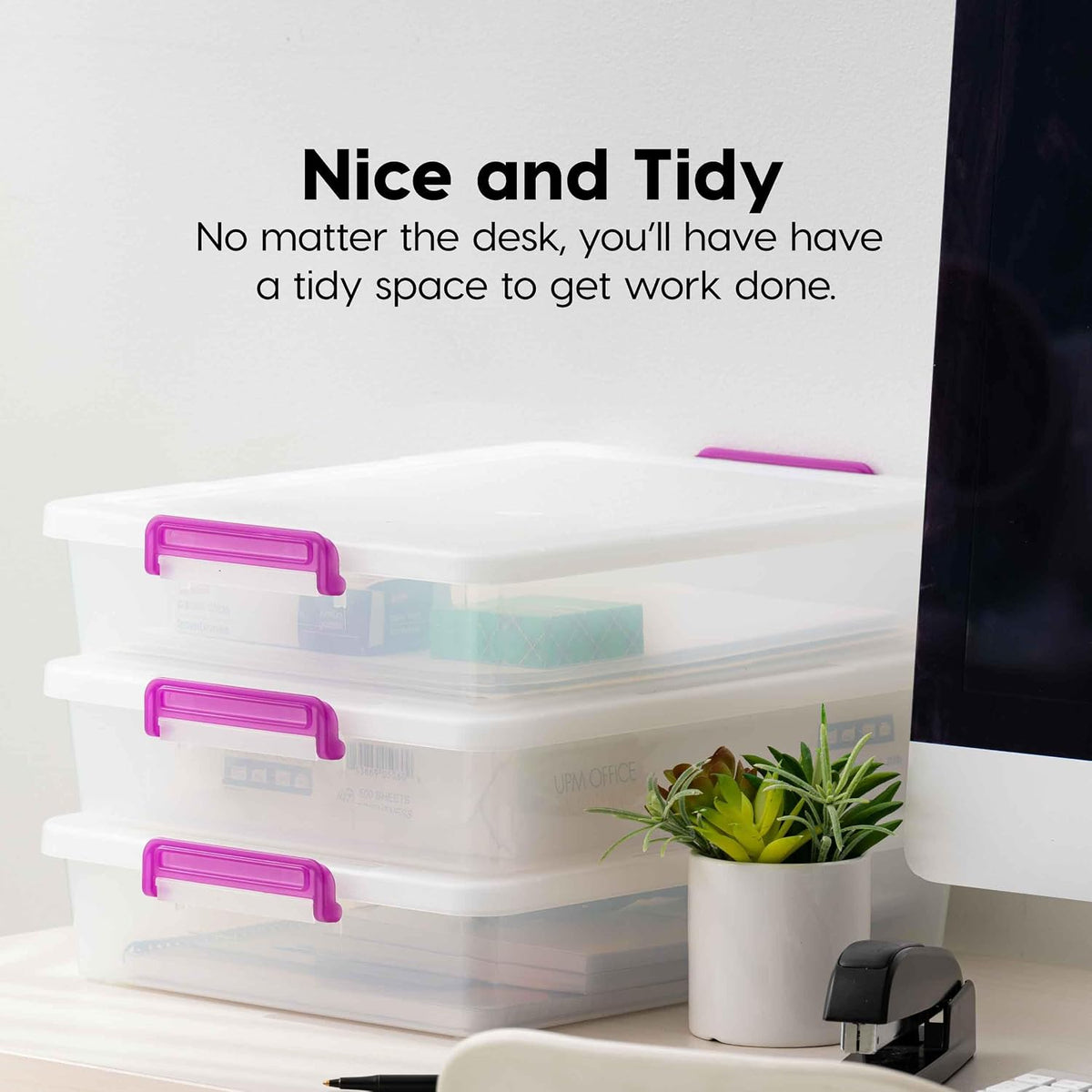 IRIS USA Storage Bins with Lids |Made in USA| 6 Qt - (6-Pack) - Clear