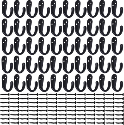 IBosins 50PCS Coat Hooks Wall Mounted Black Single Prong Robe Hook
