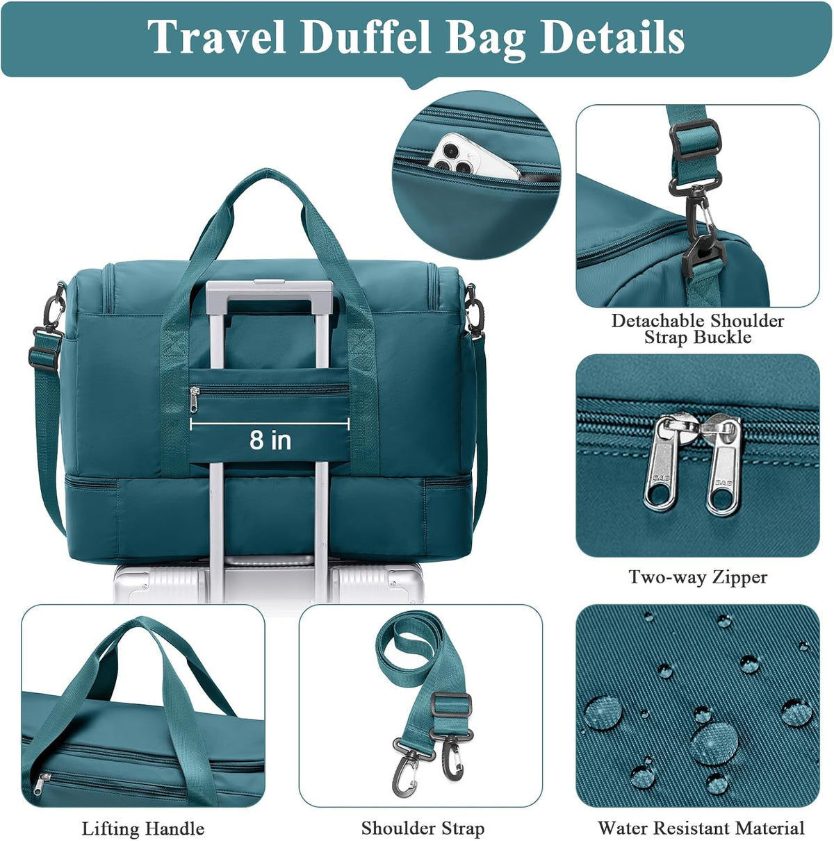 Extra Large Travel Duffel Bag, Carry-On Weekender Bags for Women Travel