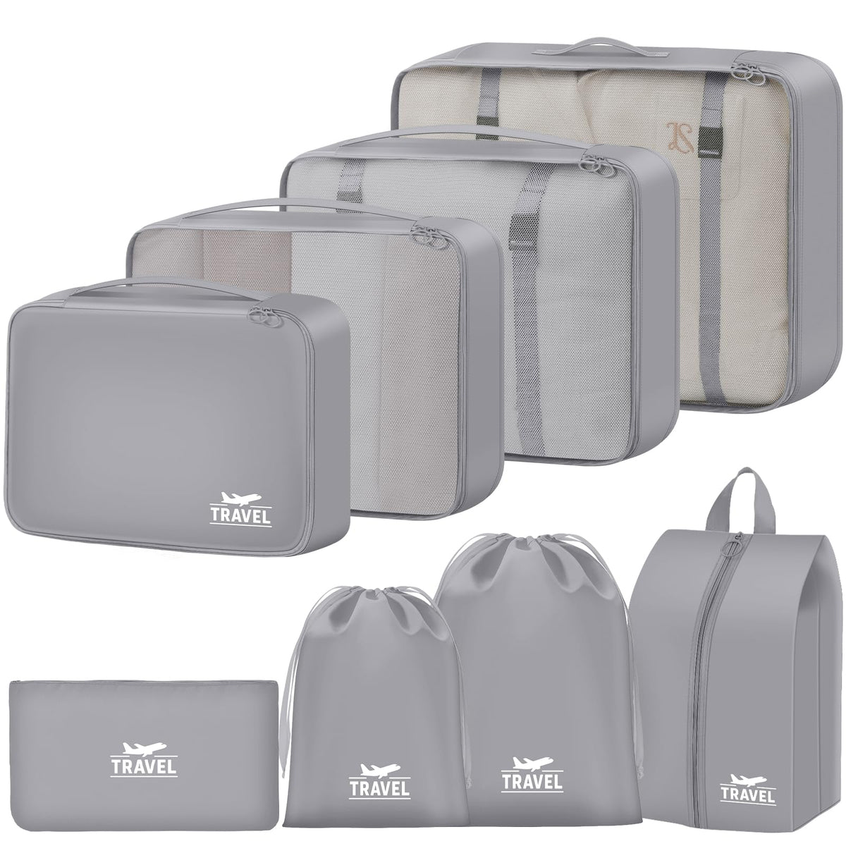 Packing Cubes for Travel - 8 Set Luggage Organizer Bags for Family, Mesh Breathable Packing Cubes for Suitcases Durable Travel Essentials Bags Set