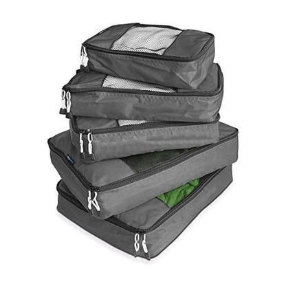 TravelWise Packing Cube System - Durable 5 Piece Weekender Plus Set (Black)