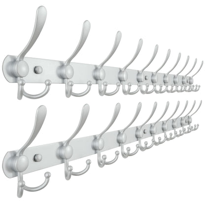 Dseap Coat Rack Wall Mounted - 5 Tri Hooks, Heavy Duty, Stainless Steel, Metal Coat Hook Rail for Coat Hat Towel Purse Robes Mudroom Bathroom Entryway (Black, 2 Packs)