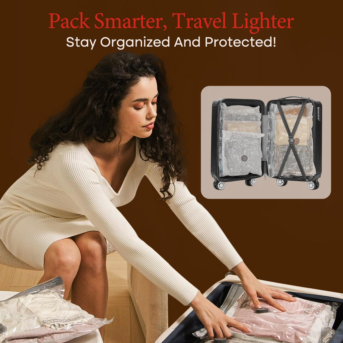 Vacbird Travel Vacuum Bags with Rechargeable Pump, Carry-On Space Saver