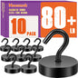 Neosmuk Magnetic Hooks Steel Tube Design for Cruise,80lb+ Black,10 Pack