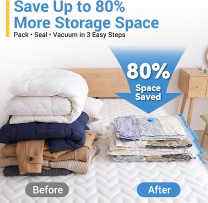 Fygrip 80% Space Saver Vacuum Storage Bags with Hand Pump, 10 Medium