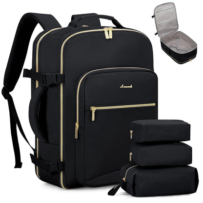 LOVEVOOK 40L Travel Backpack Flight Approved Carry on Backpack,3 Packing Cubes,Waterproof Personal Item Travel Bag,TSA Carry on Luggage Suitcase Travel Essentials,Gifts for Women & Men,fits 17" Laptop