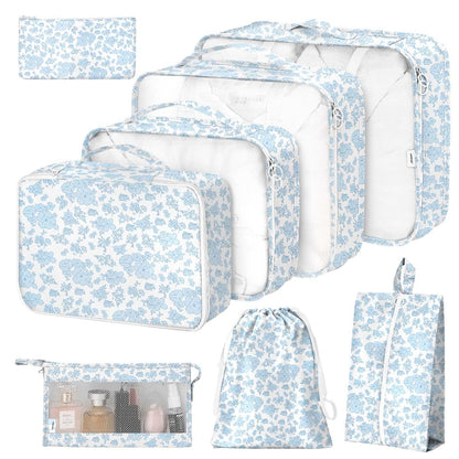 8 Set Packing Cubes for Suitcases,Suitcase Organizer with Shoe,Cosmetics,Clothing, and Accessories Bags for Travel Luggage Organizer Women Men(Pink Bows)