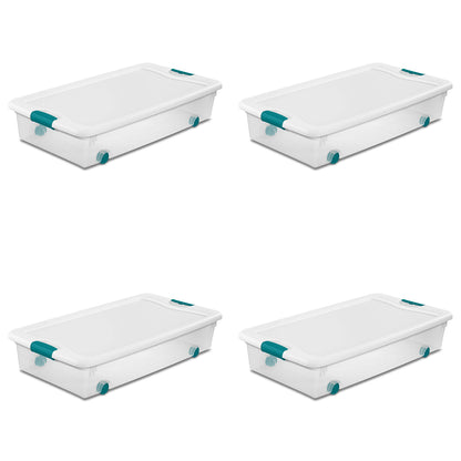 Sterilite Wheeled Latching Box w/ Lids for Home & Office, 56 Quart, 4-Pack