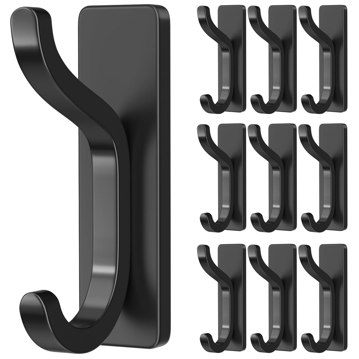 Adhesive Wall Hooks for Towel/Coat,13Lb Strong Stick-On Hooks, White 4 Pack