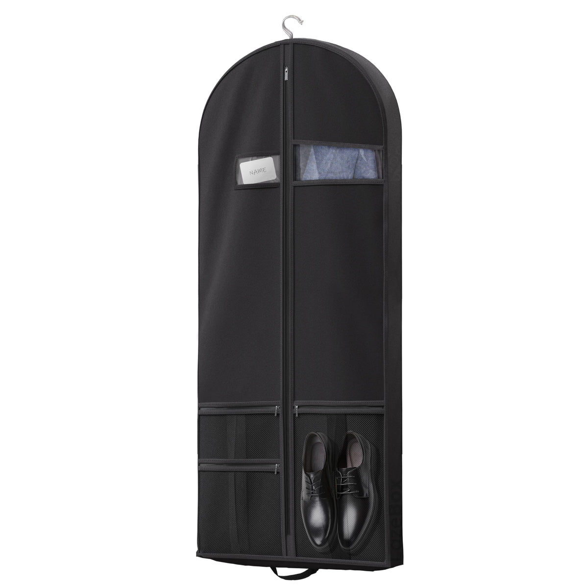 Lazebox 43" Travel Garment Bag with Accessories Zipper Pocket, Heavy Duty Suit Bag for Suits, Tuxedos, Dresses, Coats, Black, 1 pack