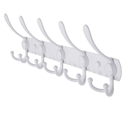 Dseap Coat Rack Wall Mounted - 5 Tri Hooks, Heavy Duty, Stainless Steel, Metal Coat Hook Rail for Coat Hat Towel Purse Robes Mudroom Bathroom Entryway (Black, 2 Packs)