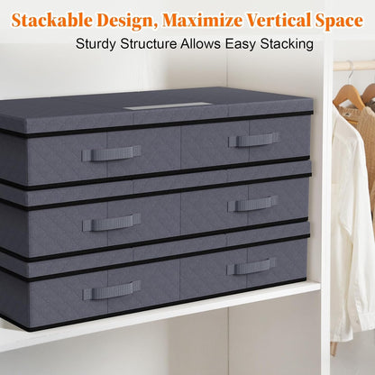 StoreHappily Under Bed Storage Containers with Lids, 2 Pack Foldable Grey