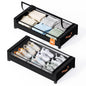 Yecaye 60 L Under Bed Storage with Wheels, 2 Pack Under Bed Storage Containers with Clear Window & Label, Rolling Under bed Shoe Storage organizer for Clothes, Shoes, Black