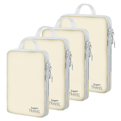 4 Set Compression Packing Cubes For Travel Bags Organizer For Luggage Suitcase Organizer, Compression Bags For Travel Accessories Luggage Storage Set (4 Pcs, Pink Leoparda)