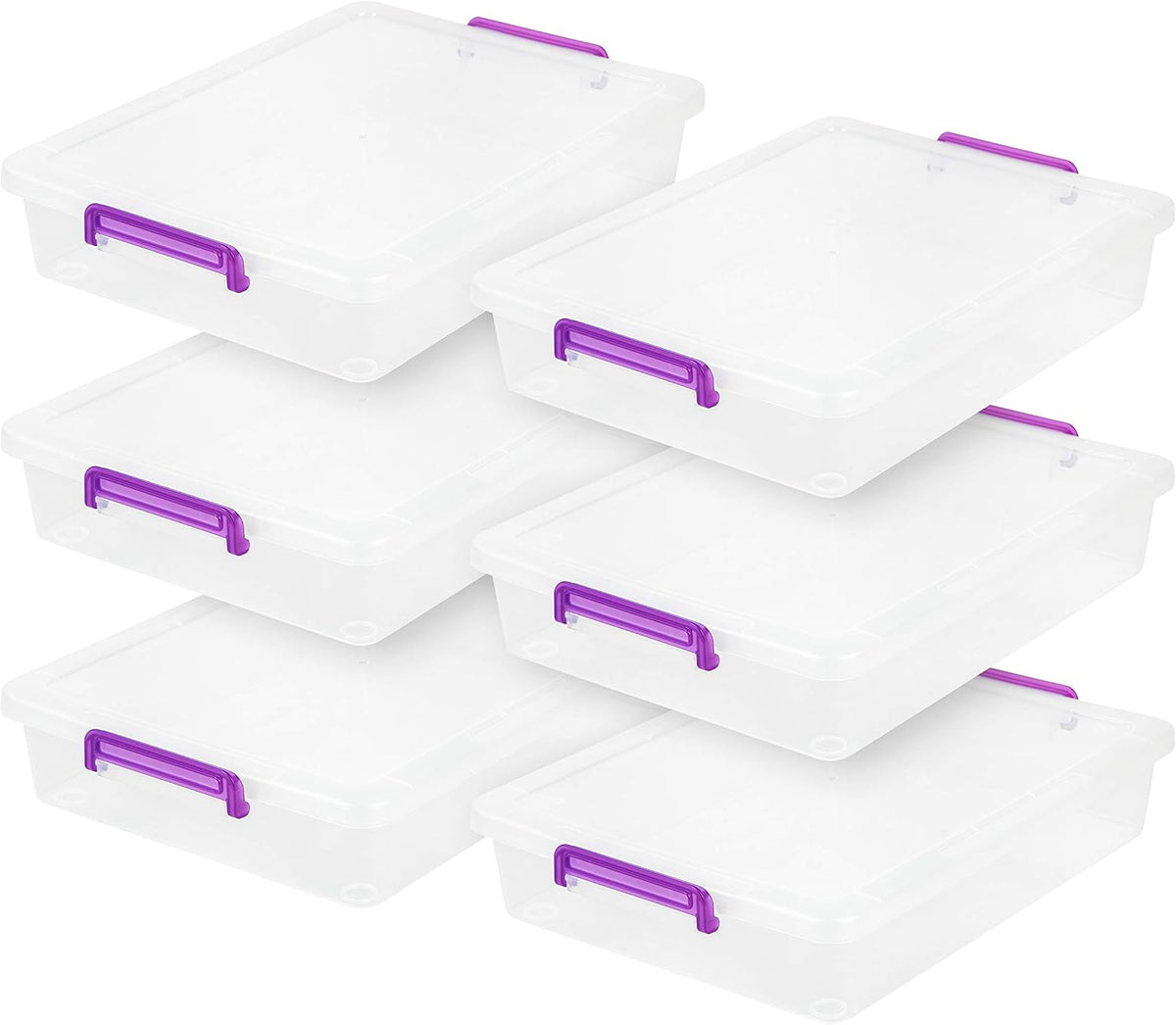 IRIS USA Storage Bins with Lids |Made in USA| 6 Qt - (6-Pack) - Clear