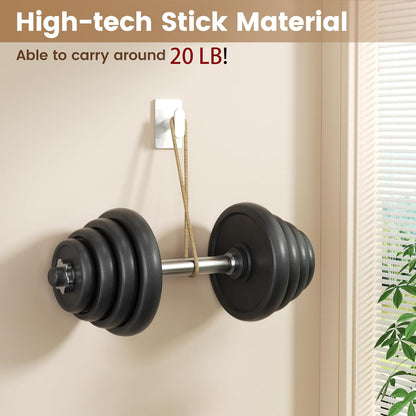 pickpiff Adhesive Towel Hooks: 20LB Extra Strong Wall Hanger, White 4 Pack