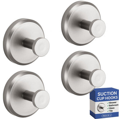 HOME SO Suction Cup Hooks for Shower & Bathroom Towel Holder 2-Pack Black