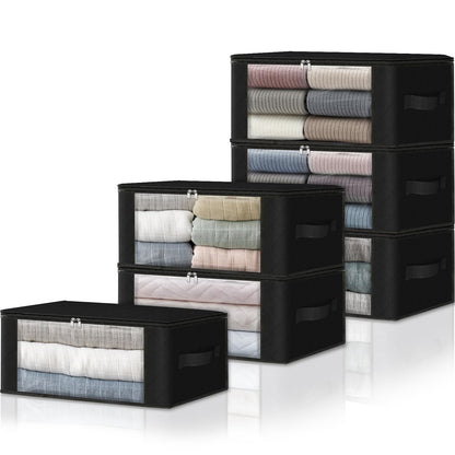 HomeHacks 3-Pack Clothes Organizer Storage Bags, 35L Storage Bins, Gray