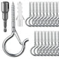 FSAH 36 PCS Q-Hanger Hooks with Safety Buckle, Windproof Screw Hooks