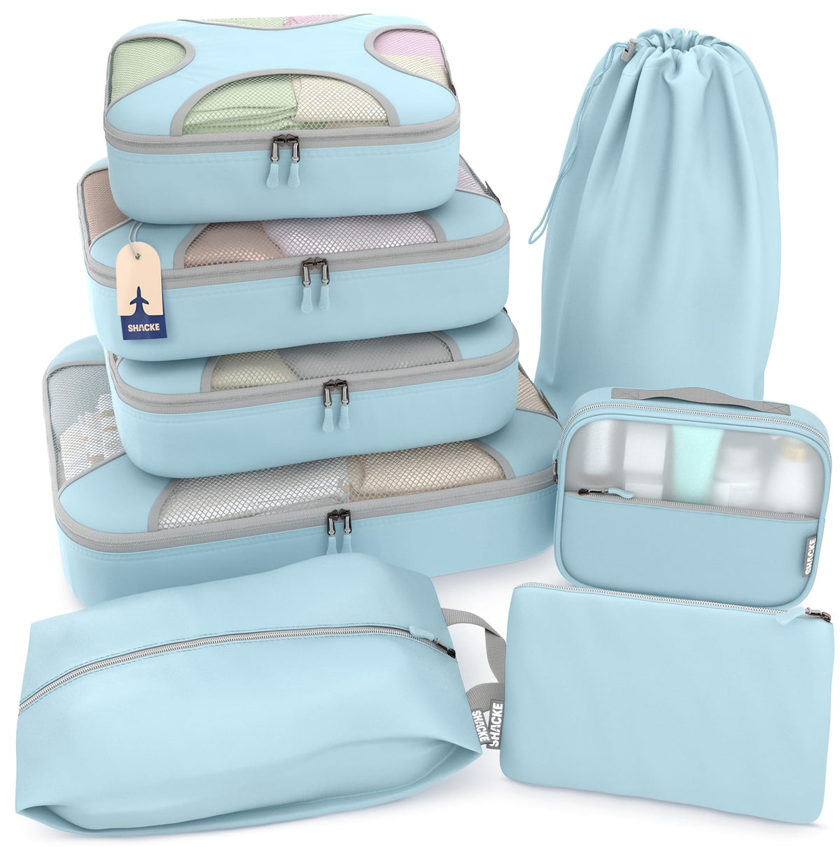 Shacke 5 Set Packing Cubes for Travel with Laundry Bag (Green Grass)