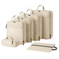 7Pc Packing Cubes for Travel & Storage, Zipper & Drawstring Bags Set, Black
