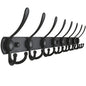 Dseap Coat Rack Wall Mounted - 5 Tri Hooks, Heavy Duty, Stainless Steel, Metal Coat Hook Rail for Coat Hat Towel Purse Robes Mudroom Bathroom Entryway (Black, 2 Packs)