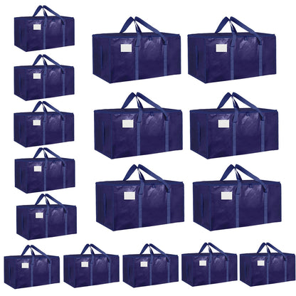 Moving Bags Extra Large 8 Pack - Heavy Duty Storage Totes with Wrap-Around Handles & Reinforced Zippers - Foldable Moving Box Alternative, Water-Resistant for Dorm, Closet & Under Bed Storage (Clear)