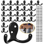 Homanu 14 Pack Black Coat Hooks Wall Mounted Double Prong with 28 Screws