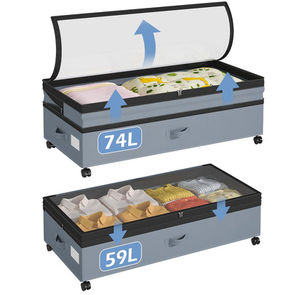 Webetop Under Bed Storage Containers with Wheels, Clear Lid, 2-Pack