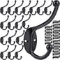 ZEYU Wall Hooks,10Pcs Coat Hooks Hardware Towel Hooks for Hanging Coats Double No Rust Black Robe Hooks Wall Mounted with Screws for Key, Towel, Bags, Cup, Hat