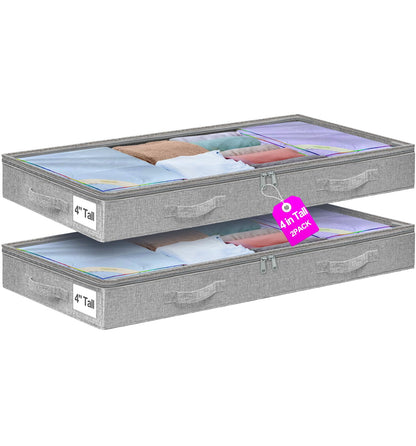 punemi 6 in Tall Under Bed Storage Containers with Lids, 2 Pack, Grey