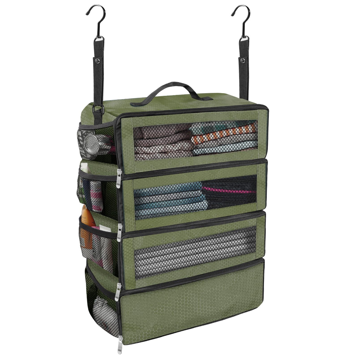 Olosar Suitcase Organizer, Travel Luggage Organizer Portable Hanging Travel Shelves Collapsible Hanging Packing Cubes for Carry on Suitcase