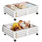 Wisuce 2 Packs Bamboo Under Bed Storage Organizer with Wheels White Small